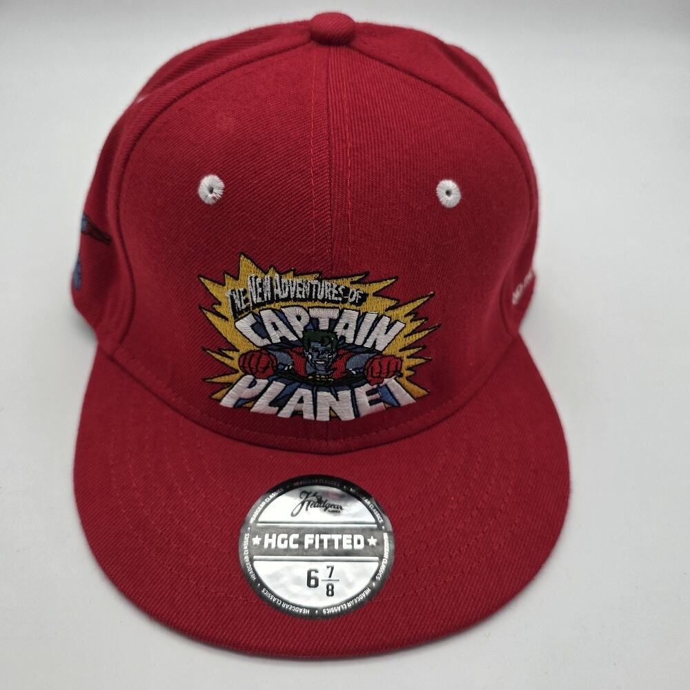 Captain Planet Headgear Classics HGC Fitted Hat 6 7/8 Red Planeteers New